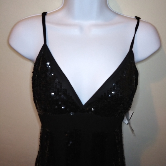 Vintage 90's/Y2K Marina Black Sequinned Chiffon Maxi Dress - Picture 2 of 16